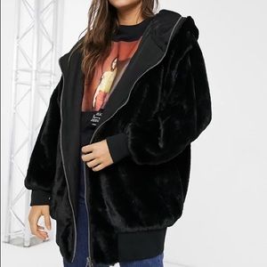 FREE PEOPLE Faux Fur Hooded Oversized Jacket NWT